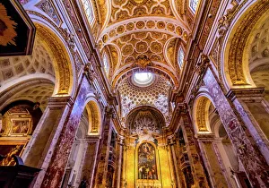 Basilica Prints: Tall Arches Nave Saint Louis of French Basilica Church, Rome, Italy
