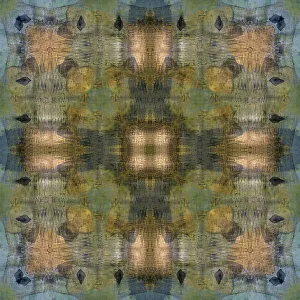 Montage Prints: Tan, green and blue abstract