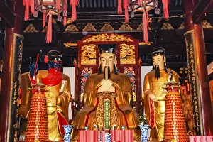 Chinese Prints: Taoist God Statues City God Temple Yueyuan Shanghai China Most famous Taoist temple