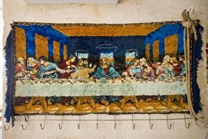 Images Dated 6th September 2006: Tapestry depicting the Last Supper of Jesus Christ, church in Midyat, Mardin, Turkey