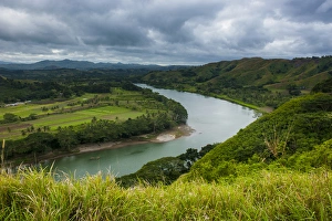Lookout Prints: Tavuni Hill Fort overlooking the Sigatoga river, Viti Levu, Fiji, South Pacific