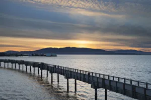 Boardwalk Prints: Taylor Dock Boardwalk at sunset, Boulevard Park, Bellingham, Washington State