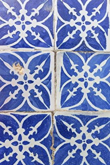 Terceira Prints: Terceira Island, Azores, Portugal. Blue tile on a decrepit building in Angra do Heroismo