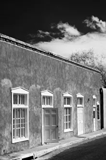 Black And White Prints: Territorial style architecture, Santa Fe, New Mexico, USA