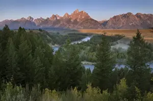 National Land Prints: The Teton Mountain range seen from Snake River Bend overlook, Grand Teton National Park