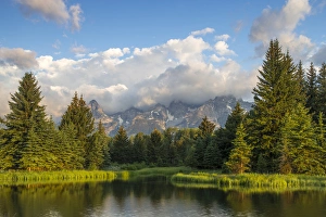 Images Dated 15th July 2012: Teton mountains relfect in Schwabacher Landing on the Snake River in Grand Teton National Park