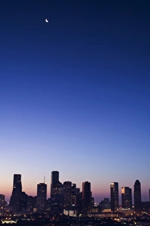 Crescent Prints: Texas, Crescent Moon Over Houston
