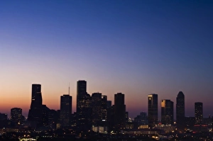 Houston Prints: Texas, Houston Skyline at Dawn