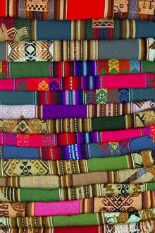 Images Dated 27th January 2011: Textiles being sold at a market in Lima, Peru