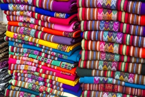 Images Dated 27th January 2011: Textiles being sold at a market in Lima, Peru