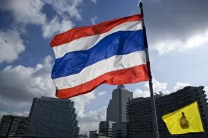 Thai Flag and kings flag