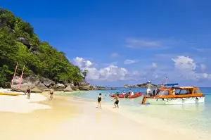 Passenger Prints: Thailand, Andaman Sea. Passengers onshore at Ko Miang Island Similan Islands Andaman Sea Thailand