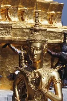 Colour Image Prints: Thailand, Bangkok, Gold statue at grand palace Bangkok