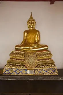Wat Mahathat Prints: Thailand, Bangkok. Golden Buddha statue in Wat Mahathat, Ko Ratanakosin