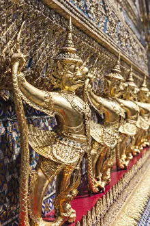Thailand, Bangkok. Ko Ratanakosin, Wat Phra Kaew, Temple of the Golden Buddha detail