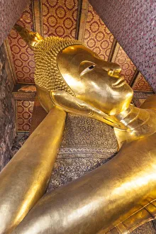 Buddhism Prints: Thailand, Bangkok. Ko Ratanakosin, Wat Pho, Reclining Buddha