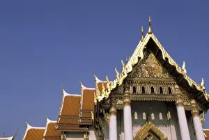 Marble Temple Prints: Thailand, Bangkok. Morning sun reflects off the Marble Temple