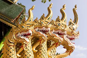 Dragon Prints: Thailand. Golden dragons at a temple