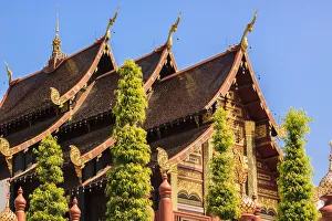 Tile Roof Prints: Thailand. Royal Park Ratchaphruek. Roof of a temple