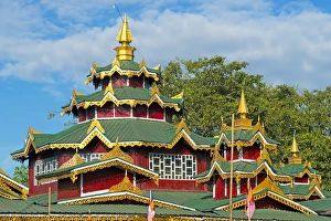Burma Prints: Theater in traditional architectural style, Sittwe, Rakhine State, Myanmar