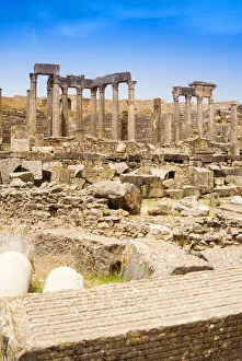 Images Dated 23rd June 2010: The Theatre, Roman ruins, Dougga Archaeological Site, UNESCO World Heritage Site