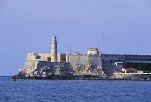 Thick stone walls of Castillo del Morro fortress sits at the entrance to the harbor