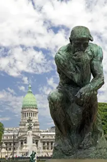 Buenos Aires Prints: The Thinker sculpture in front of the Argentine National Congress building in Buenos Aires