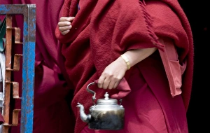 Robe Prints: Thukje Chuling Nunnery in Tawang, Arunachal Pradesh, northeast India, hands of a