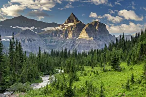 Hole In The Wall Prints: Thunderbird Mountain over Hole in the Wall Creek in Glacier National Park, Montana, USA