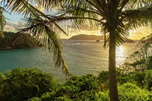 Tobago Prints: Tobago. Sunrise on island and ocean