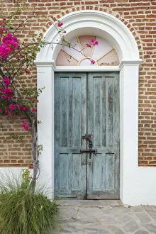 South America Prints: Todos Santos, Mexico. Doorway in a brick wall