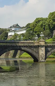 Downtown Prints: Tokyo Japan traditional Imperial Gardens in downtown city of traditional history