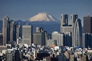 Orient Prints: Tokyo, Shinjuku District Skyline, Mount Fuji, Japan. (Nov. 2008)