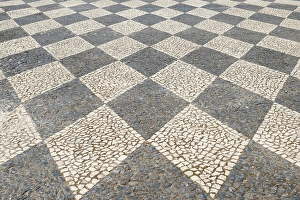 Images Dated 2nd January 2024: Tomar, Portugal. Typical patterned cobblestone walkways