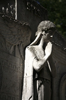 Death Prints: A tomb statue in Cimtiere du Pere Lachaise. Paris. France