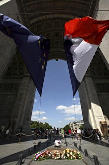 Place Charles De Gaulle Prints: Tomb of the Unknown Soldier under Arc de Triomphe. Paris. France