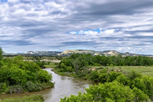 Badland Prints: The Tongue River in the Custer National Forest, Montana, USA. (Editorial Use Only)