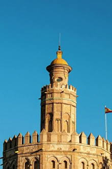Seville Prints: Torre del Oro (Golden Tower) middle ages watchtower, Seville, Andalusia, Spain