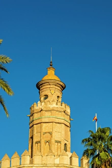 Seville Prints: Torre del Oro (Golden Tower) middle ages watchtower, Seville, Andalusia, Spain