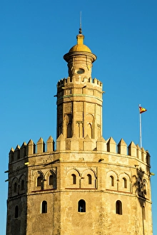 Seville Prints: Torre del Oro (Golden Tower) middle ages watchtower, Seville, Andalusia, Spain