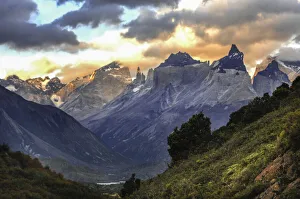 South America Prints: Torres del Paine mountain ridge in Southern Chile