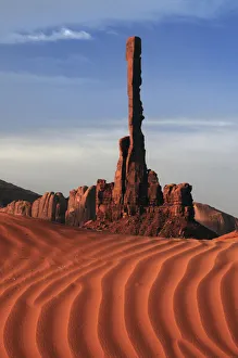 Totem pole, sand ripples, Monument Valley, Arizona, USA