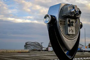 Nostalgia Prints: Tourist telescope looking out at an amusement park, Wildwood, New Jersey, USA