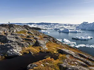 Images Dated 6th September 2017: Tourists admiring the fjord. Ilulissat Icefjord also called kangia or Ilulissat Kangerlua