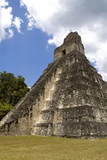 Tikal Prints: Tower 1 at the Mayan ruins in the Gran Plaza shows the civilization of historical