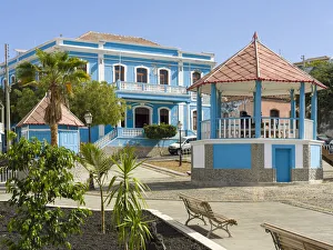 Dry Season Prints: Town hall in traditional colonial style. Sao Filipe, the capital of the island