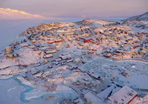 Greenland Prints: Town Uummannaq during winter in northern West Greenland beyond the Arctic Circle
