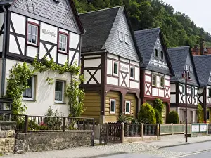 Images Dated 28th May 2015: Traditional Half timbered buidlings in the village of Bad Schandau Postelwitz in summer