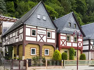 Images Dated 28th May 2015: Traditional Half timbered buidlings in the village of Bad Schandau Postelwitz in summer