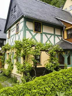 Traditional Half timbered buidlings in the village of Bad Schandau Postelwitz in summer